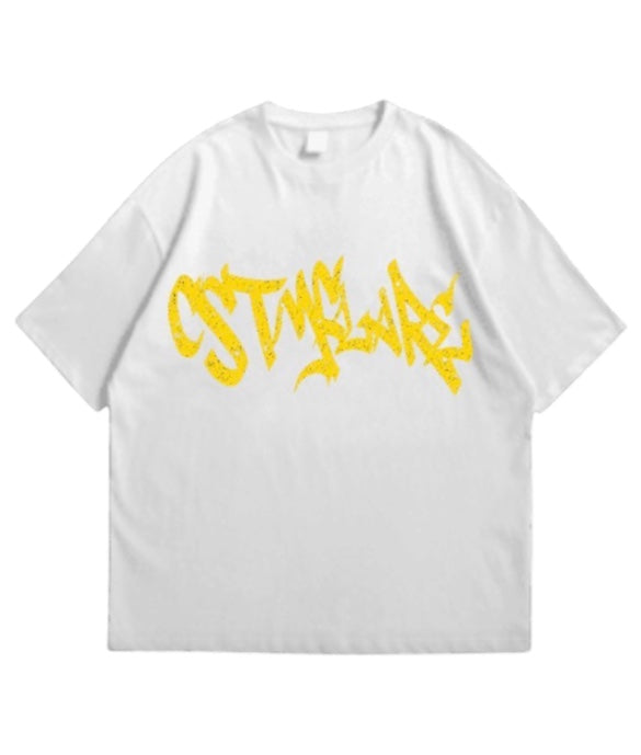 Yellow CSTMFLARE oversize white Tee