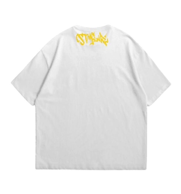Yellow CSTMFLARE oversize white Tee